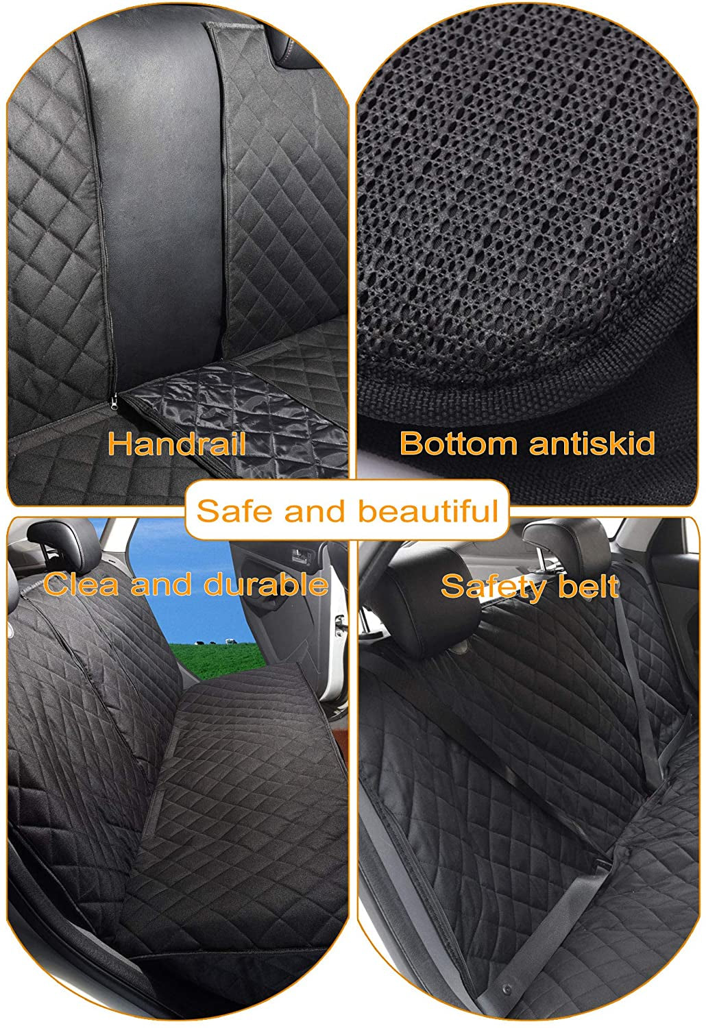 Dog Seat Cover, 100% Waterproof Bench Seat Cover Protector Scratch Proof Nonslip Durable Soft Pet Back Seat Covers for Cars Trucks & SUV