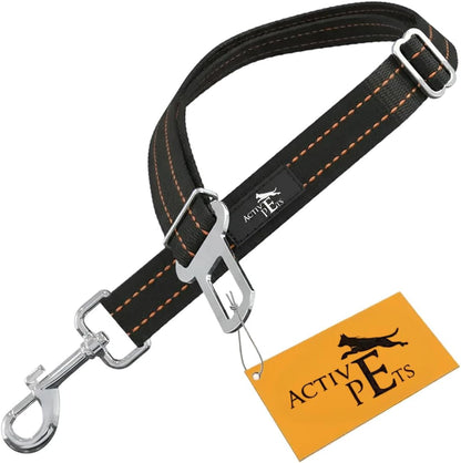 Orange Car Seat Belt for Dogs, Attaches to Harness & Collar, Adjustable 18" - 24" Travel Restraint System Fits Small - Large Pups for Safety & Comfort, Essential Pet Supplies & Accessories